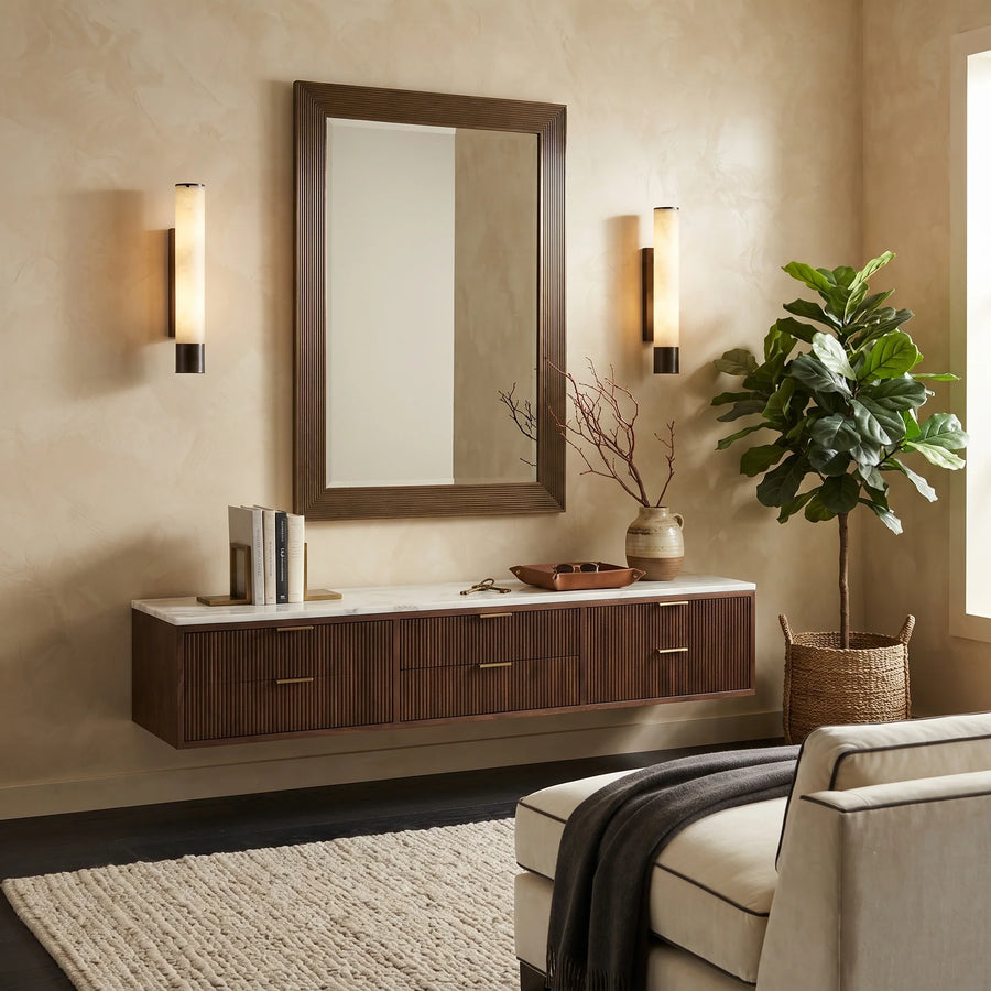 Pillar Wall Sconce in alabaster for Hallway by AUVIELIGHT