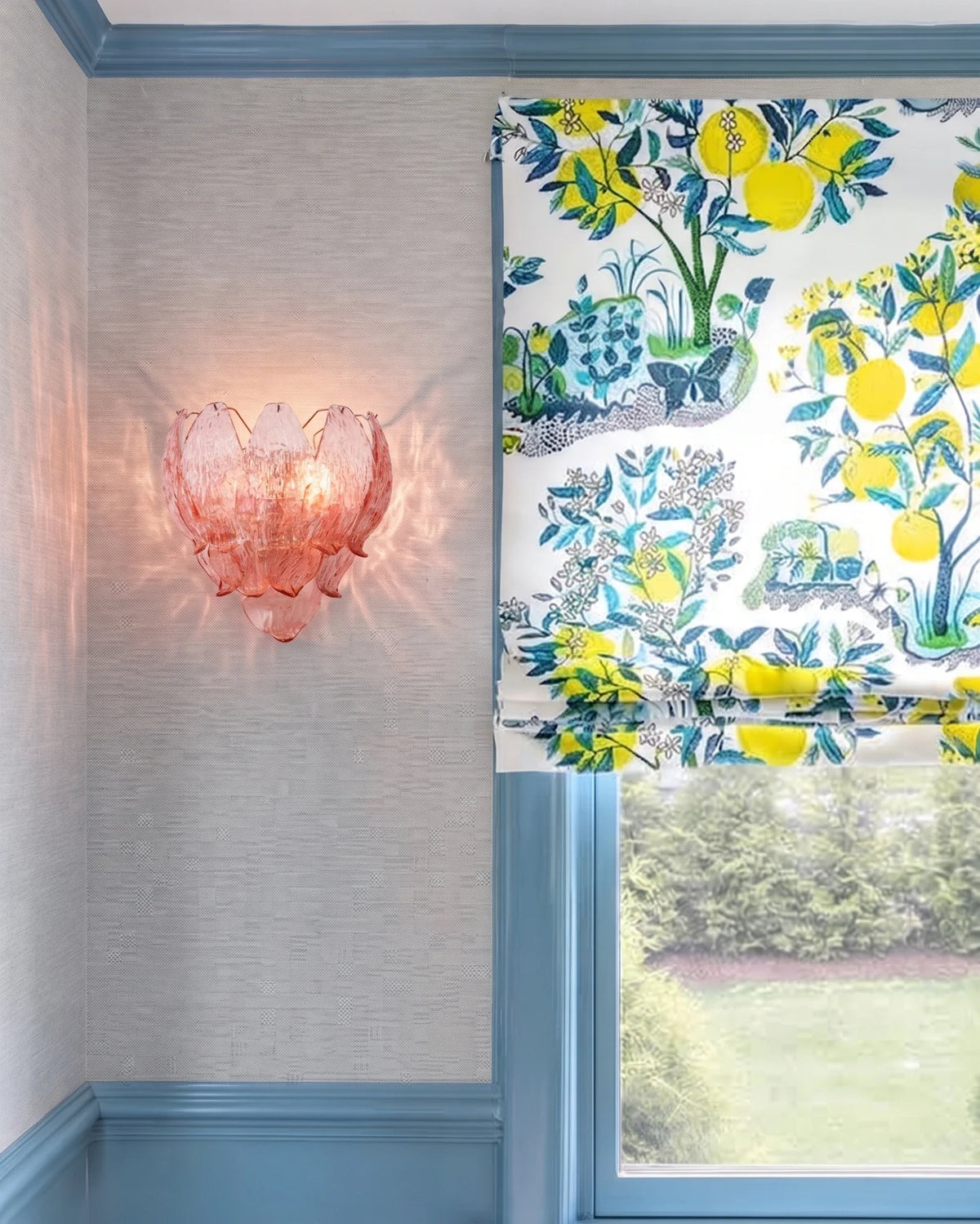 Petal Wall Sconce in pink textured glass for Hallway by AUVIELIGHT