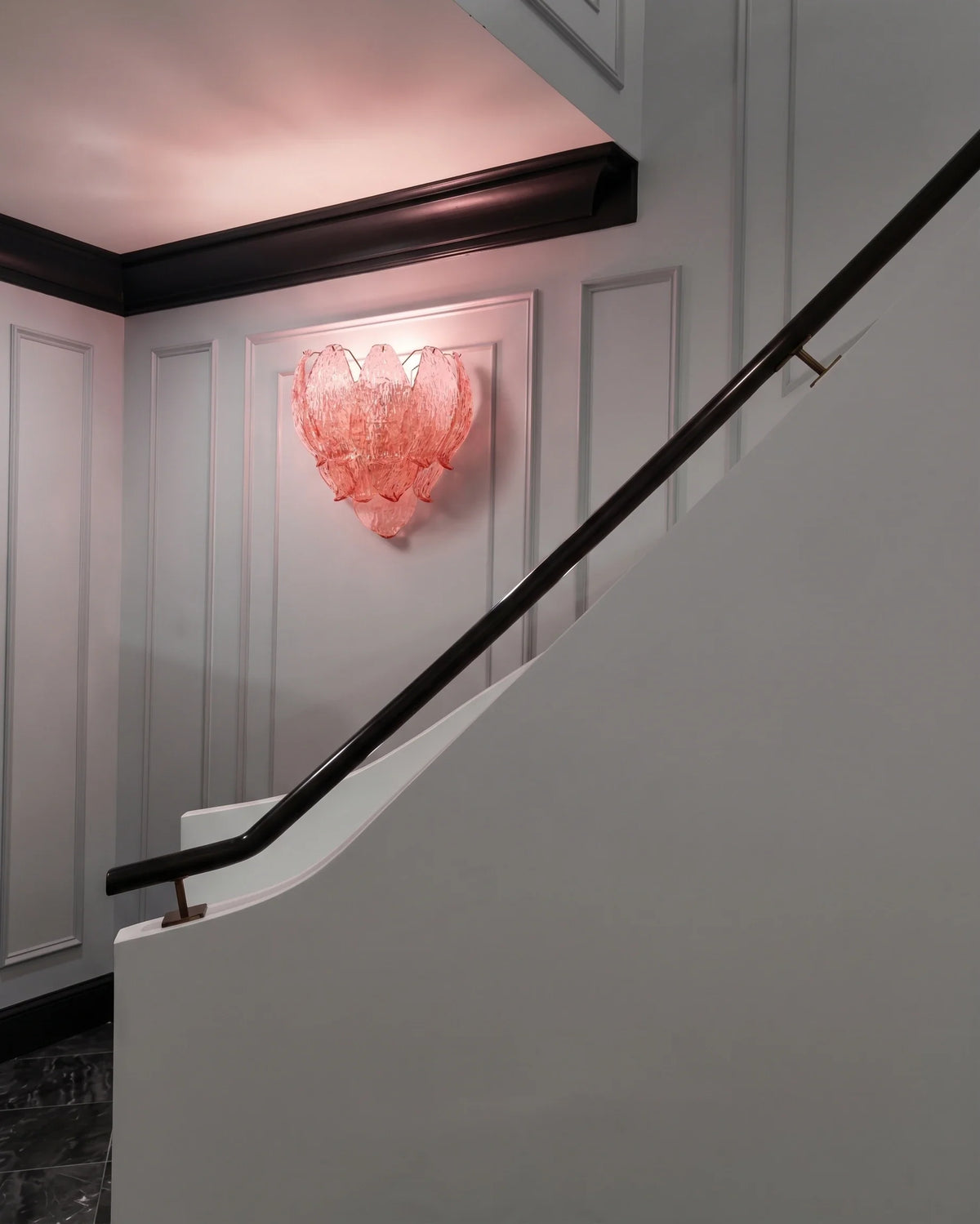 Petal Wall Sconce in pink textured glass for Hallway by AUVIELIGHT
