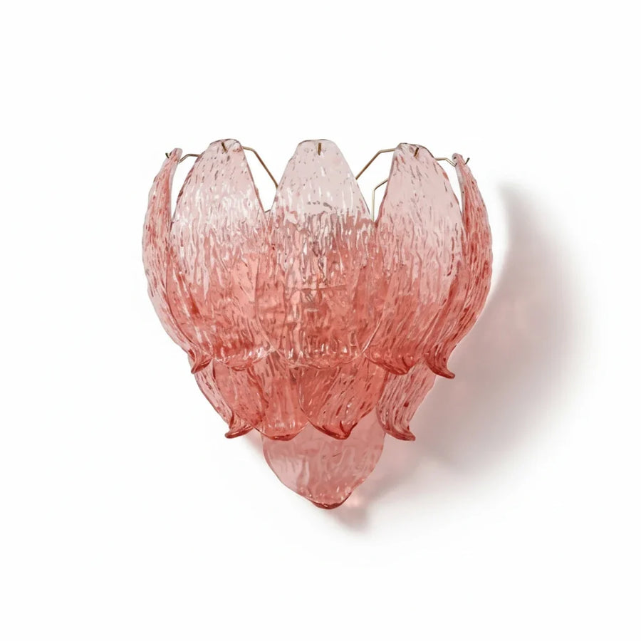 Petal Wall Sconce in pink textured glass for Hallway by AUVIELIGHT, Dia 40cm x H 40cm / ∅ 15.7″ x H 15.7″ / Pink
