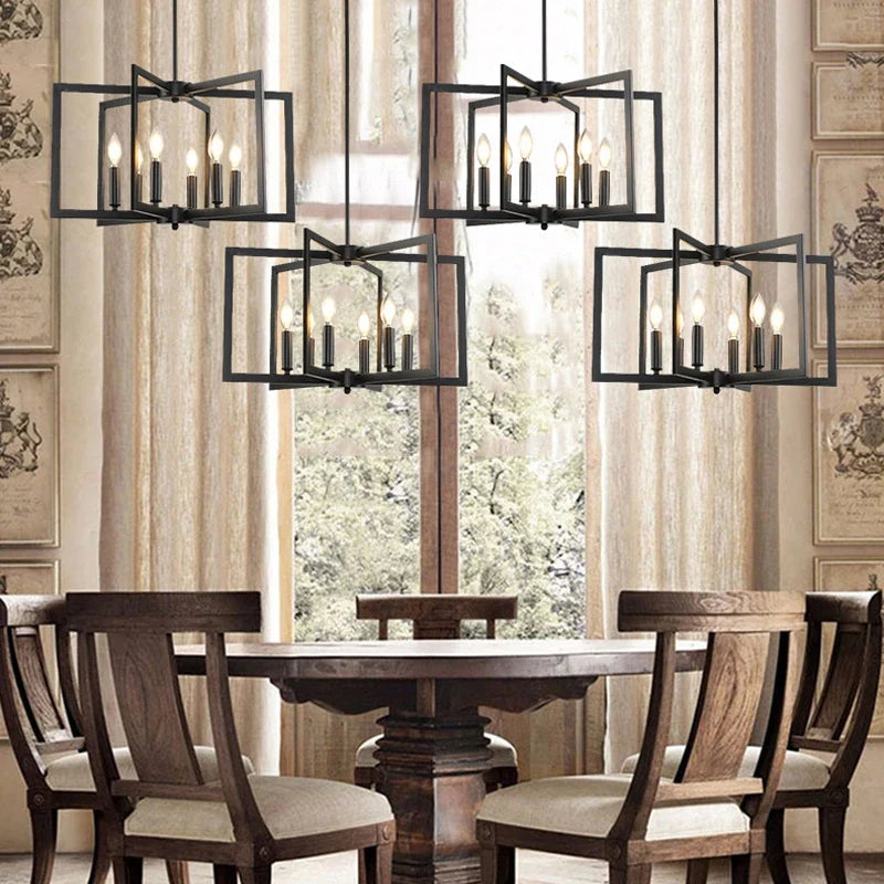 Pinwheel Square Chandelier for Dining Room by AUVIELIGHT