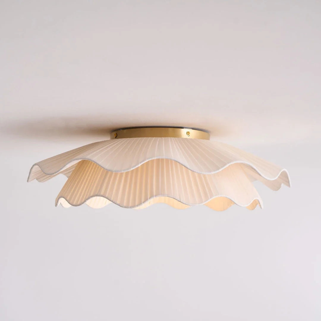 Pleated Fabric Wave Flush Mount for Low Ceilings by AUVIELIGHT