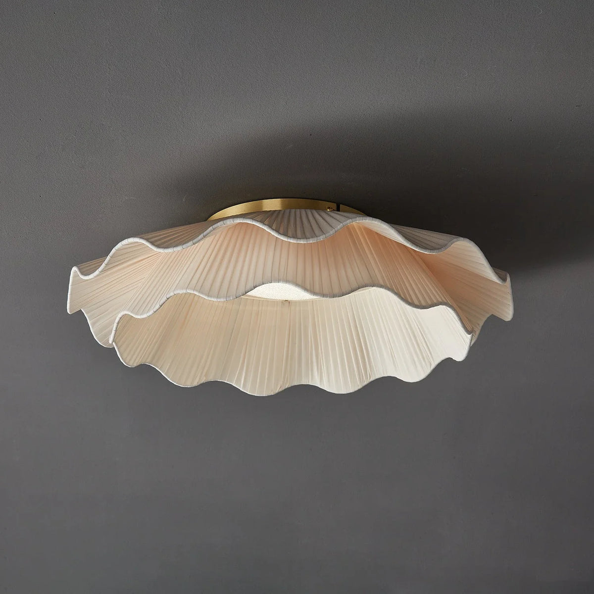 Pleated Fabric Wave Flush Mount for Low Ceilings by AUVIELIGHT
