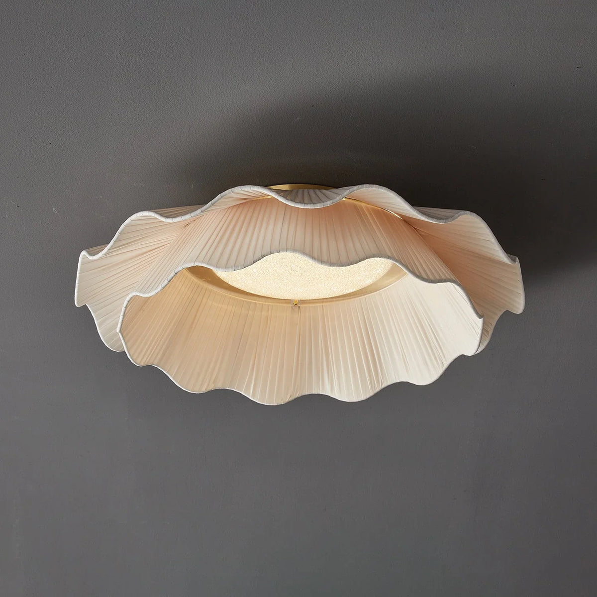 Pleated Fabric Wave Flush Mount for Low Ceilings by AUVIELIGHT