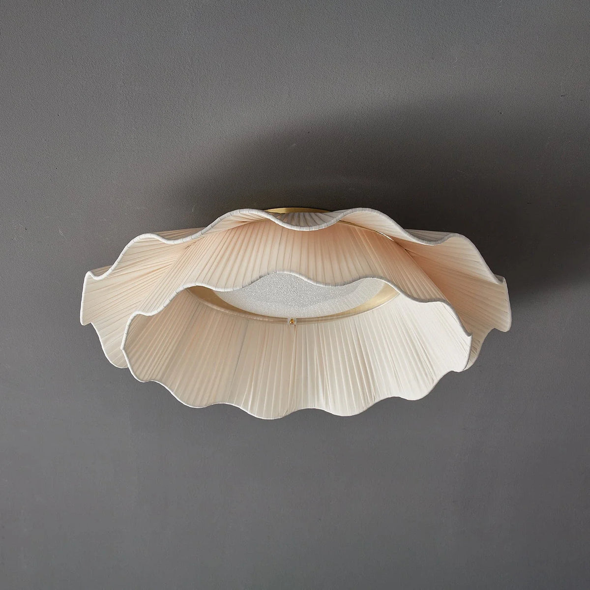 Pleated Fabric Wave Flush Mount for Low Ceilings by AUVIELIGHT