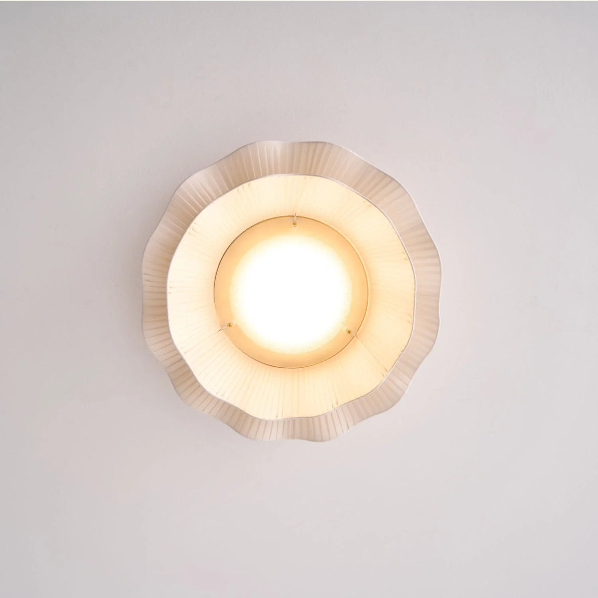 Pleated Fabric Wave Flush Mount for Low Ceilings by AUVIELIGHT