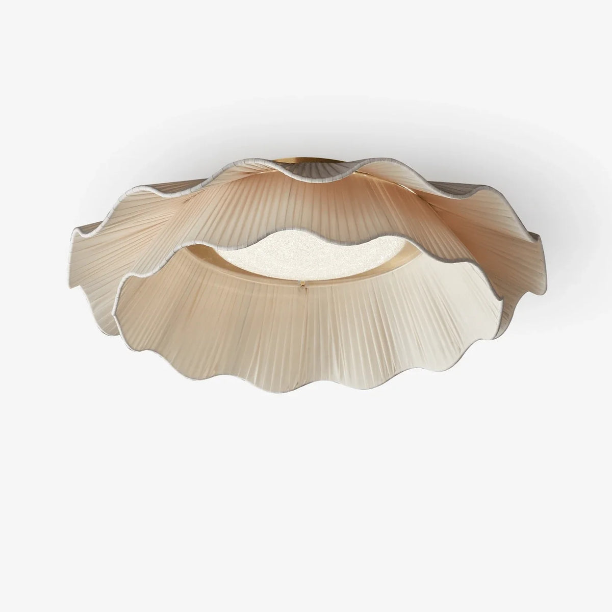 Pleated Fabric Wave Flush Mount for Low Ceilings by AUVIELIGHT