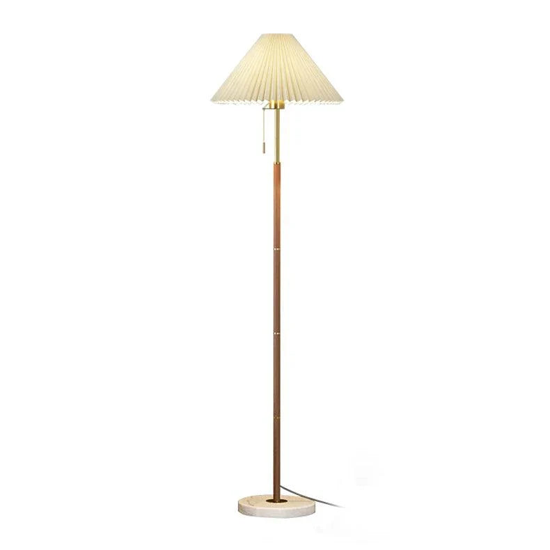 Pleated Fabric Floor Lamp in marble for Living Room by AUVIELIGHT, ∅ 11" x H 66"/Dia 28cm x H 168cm / Walnut & White / AU plug and 3 other sizes