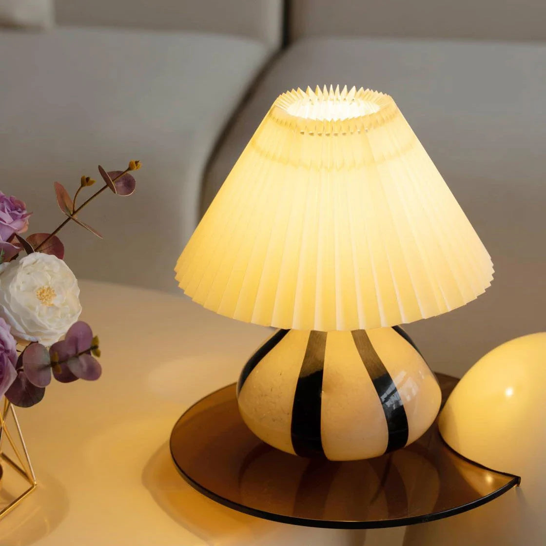 Pleated Cavolo Table Lamp for Living Room by AUVIELIGHT