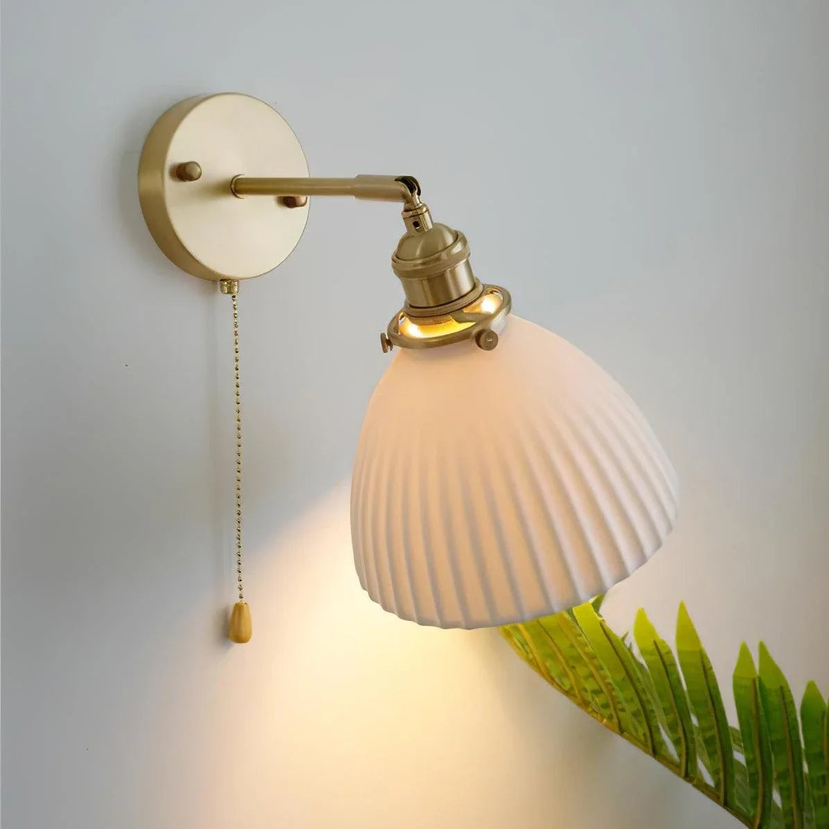Pleated Wall Sconce in ceramic for Hallway by AUVIELIGHT