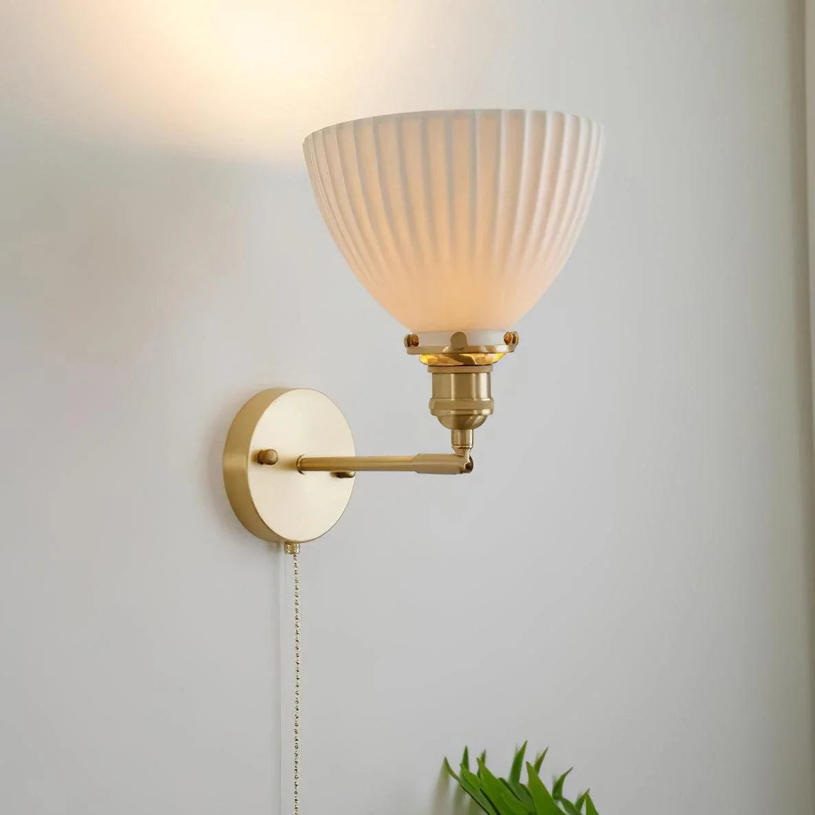 Pleated Wall Sconce in ceramic for Hallway by AUVIELIGHT