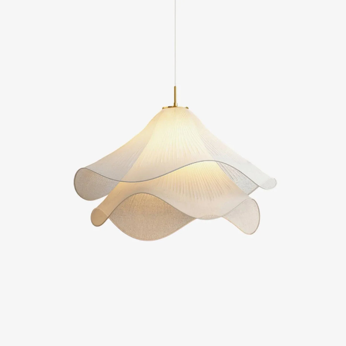 Pleated Fabric Flower Pendant Light for Kitchen Island by AUVIELIGHT, ∅ 23.6" x H 11.8" / Dia 60cm x H 30cm / Gold & White
