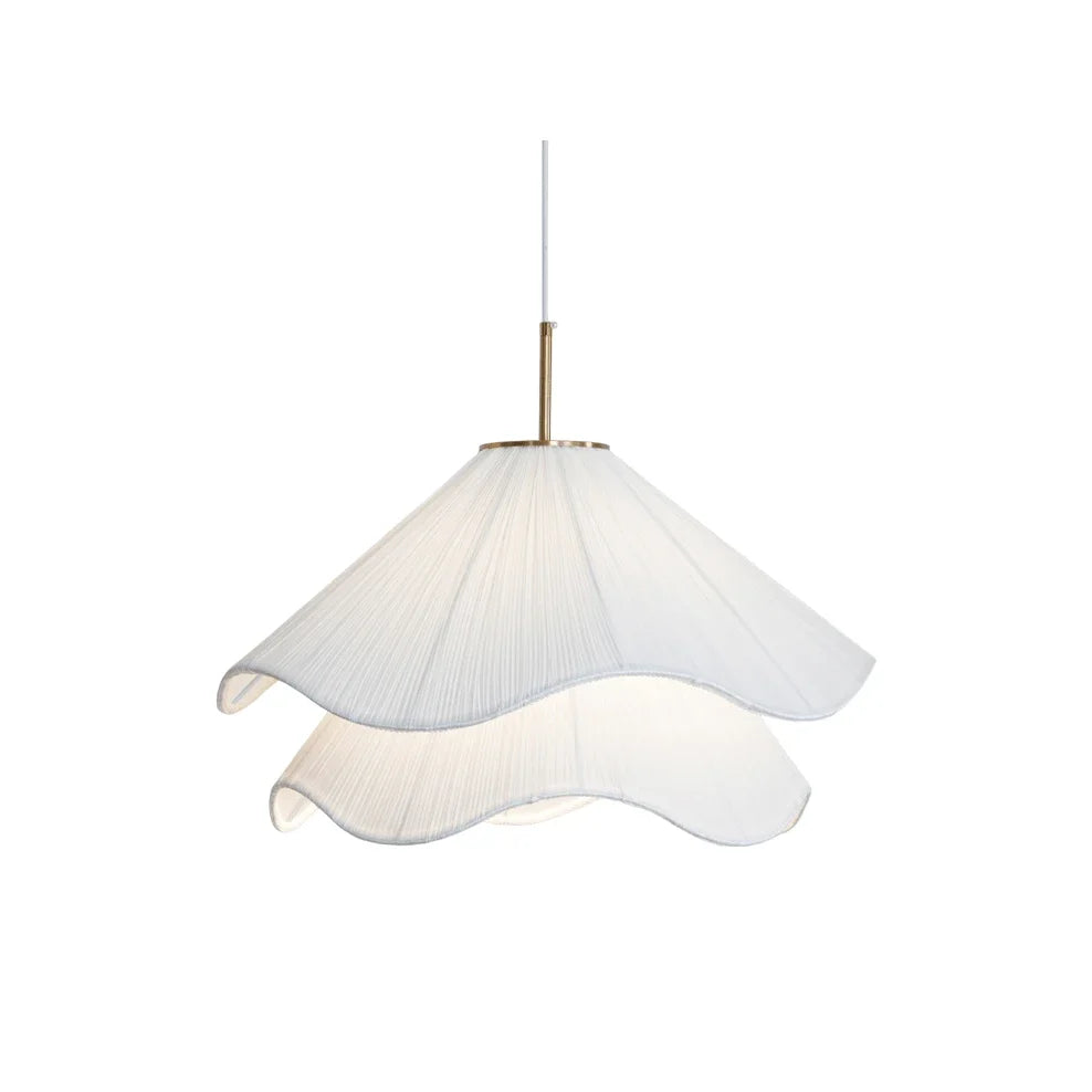 Pleated Fabric Flower Pendant Light for Kitchen Island by AUVIELIGHT, ∅ 15.7" x H 10.2" / Dia 40cm x H 26cm / Gold & White and 1 other sizes