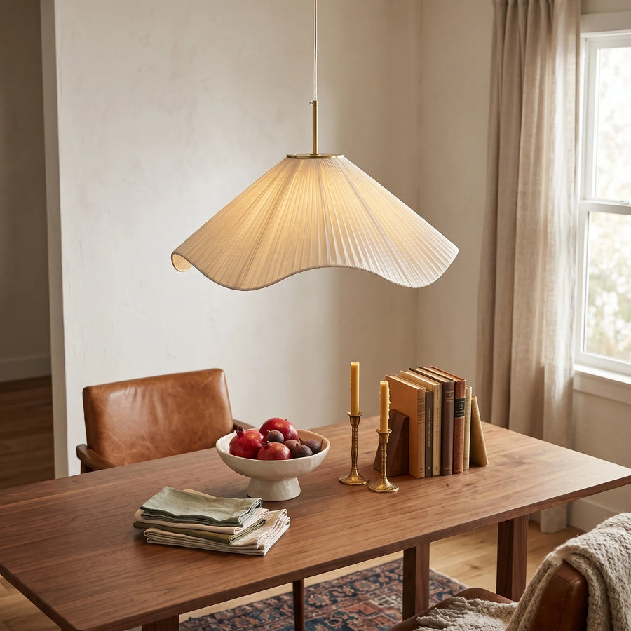 Pleated Fabric Wavy Pendant Light for Kitchen Island by AUVIELIGHT