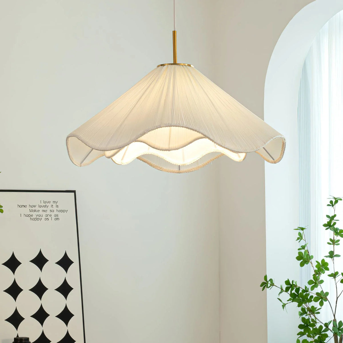 Pleated Fabric Wavy Pendant Light for Kitchen Island by AUVIELIGHT