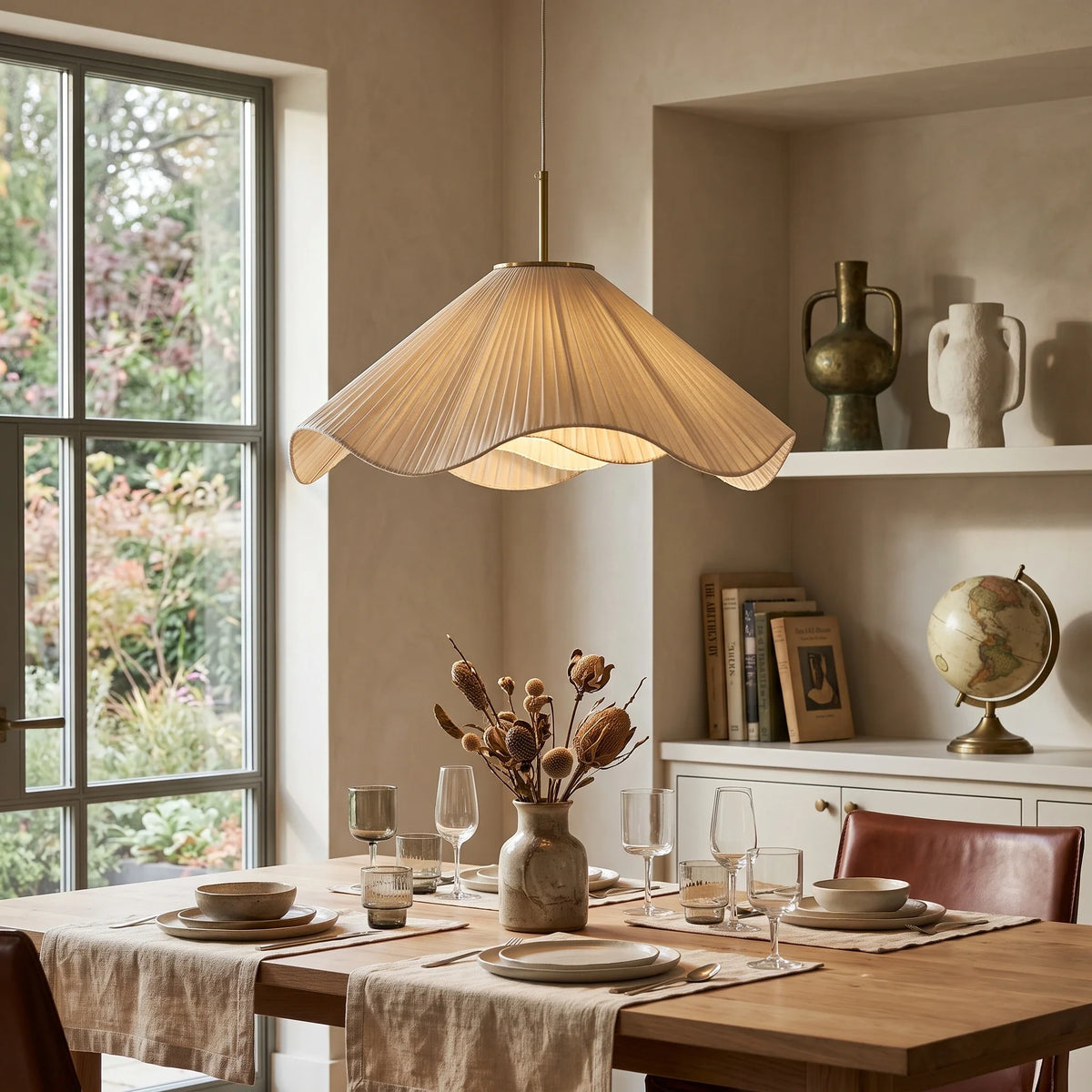 Pleated Fabric Wavy Pendant Light for Kitchen Island by AUVIELIGHT
