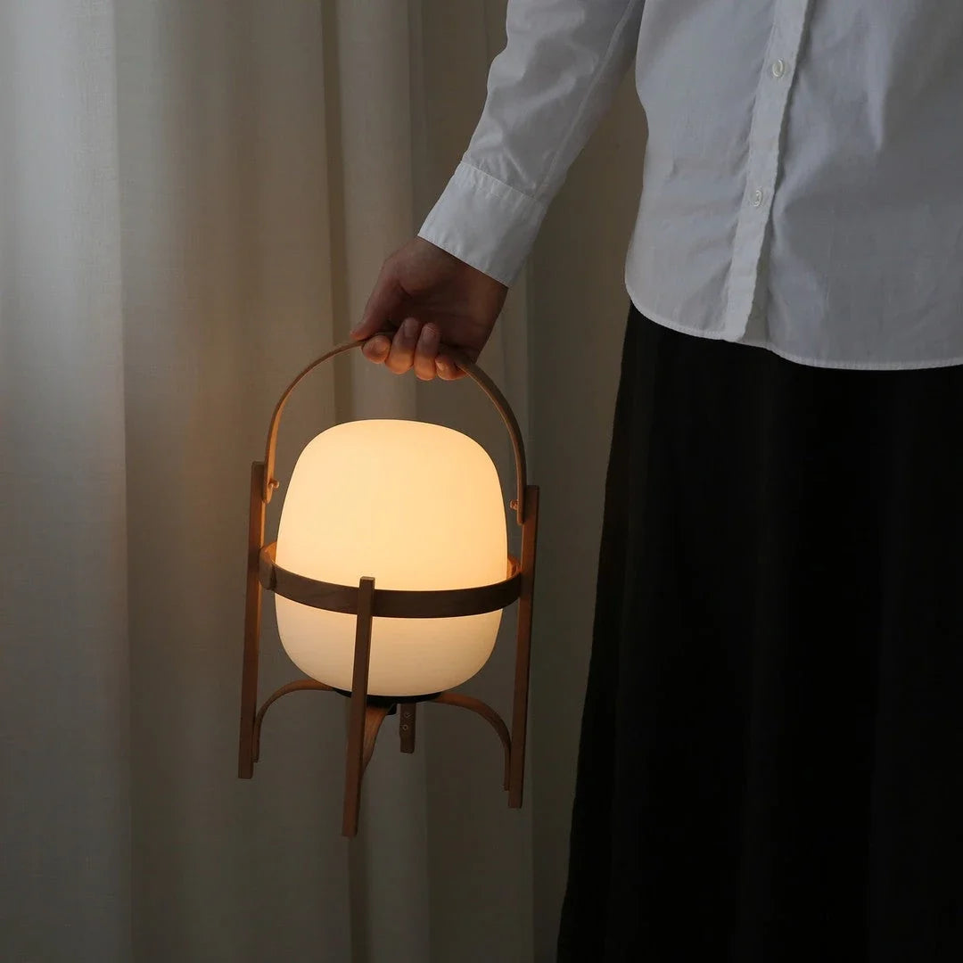 Lantern Table Lamp in glass for Living Room by AUVIELIGHT
