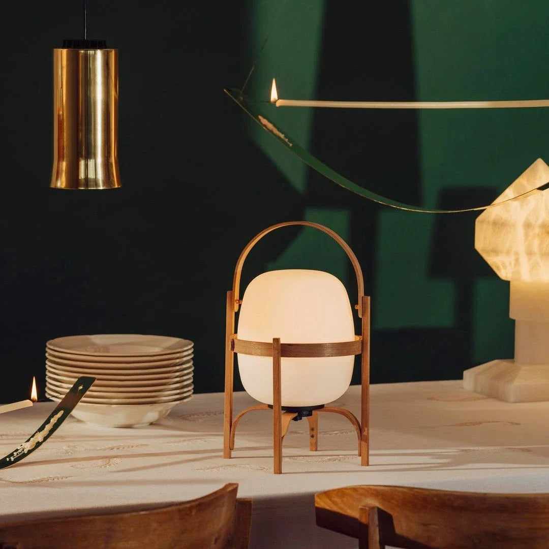 Lantern Table Lamp in glass for Living Room by AUVIELIGHT