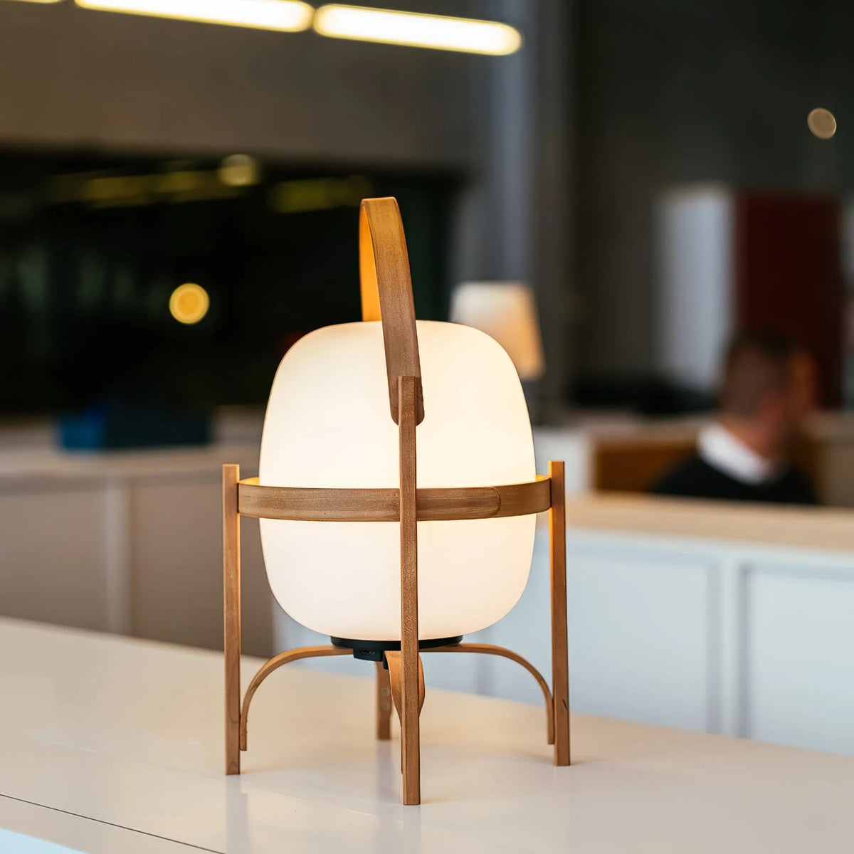 Lantern Table Lamp in glass for Living Room by AUVIELIGHT