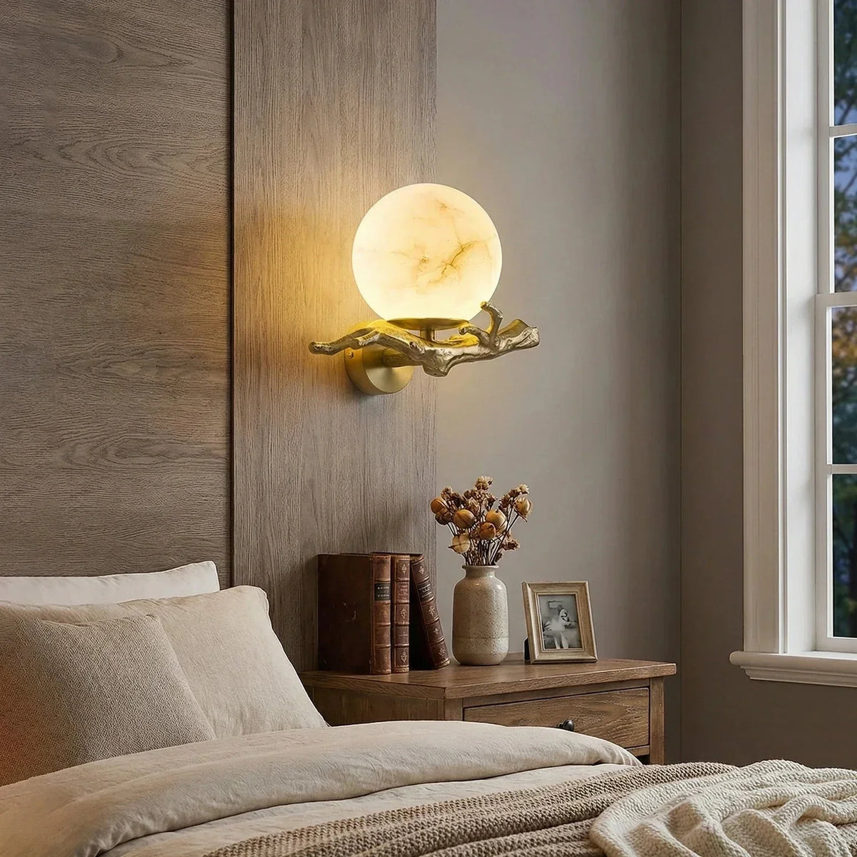Radiant Orb Light in alabaster for Living Room by AUVIELIGHT