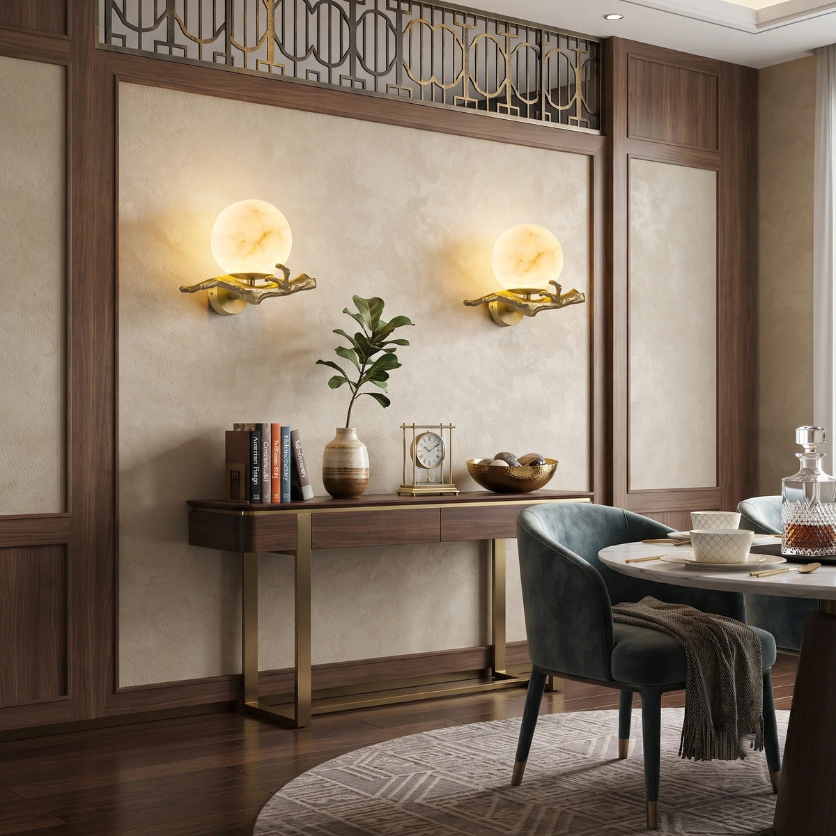 Radiant Orb Light in alabaster for Living Room by AUVIELIGHT
