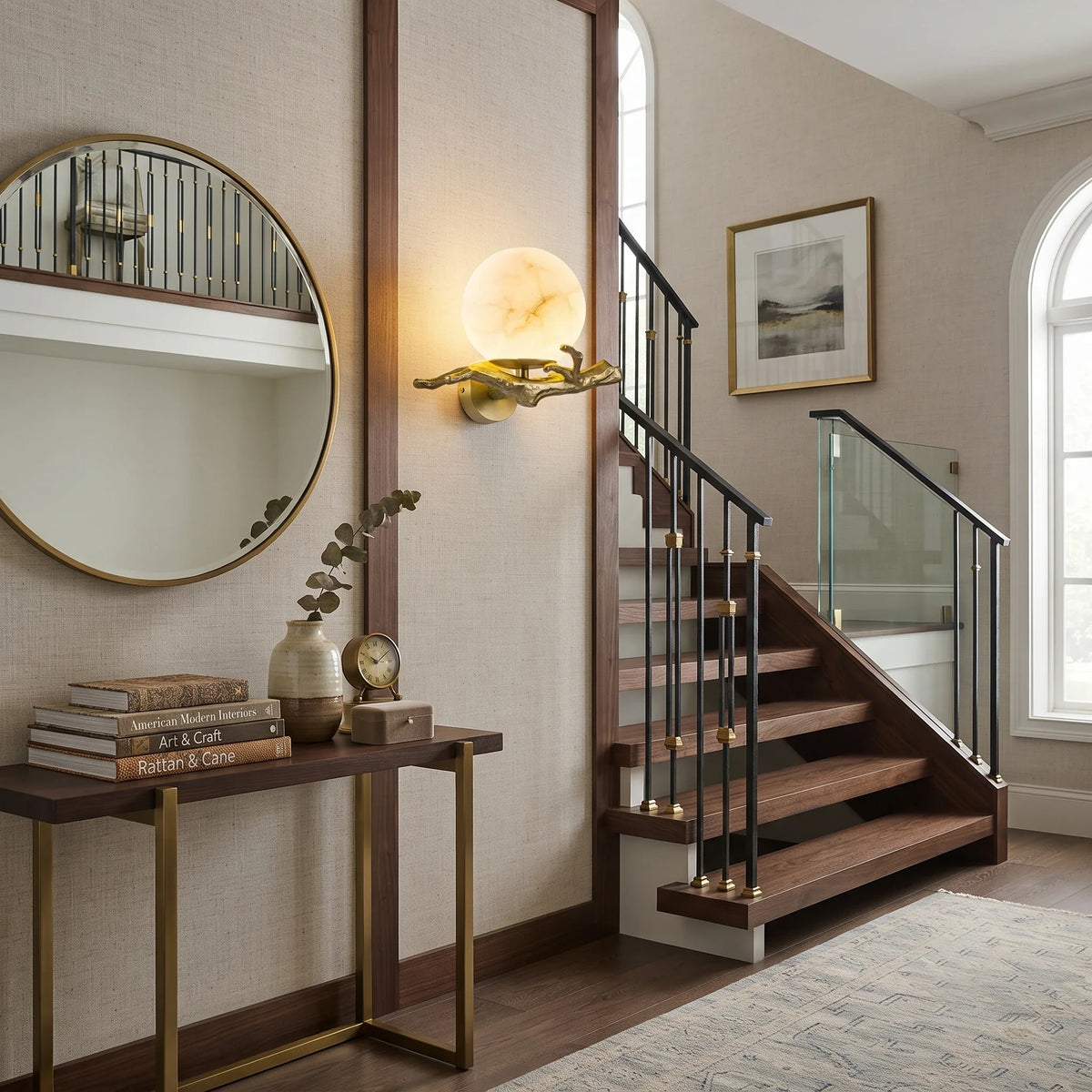 Radiant Orb Light in alabaster for Living Room by AUVIELIGHT