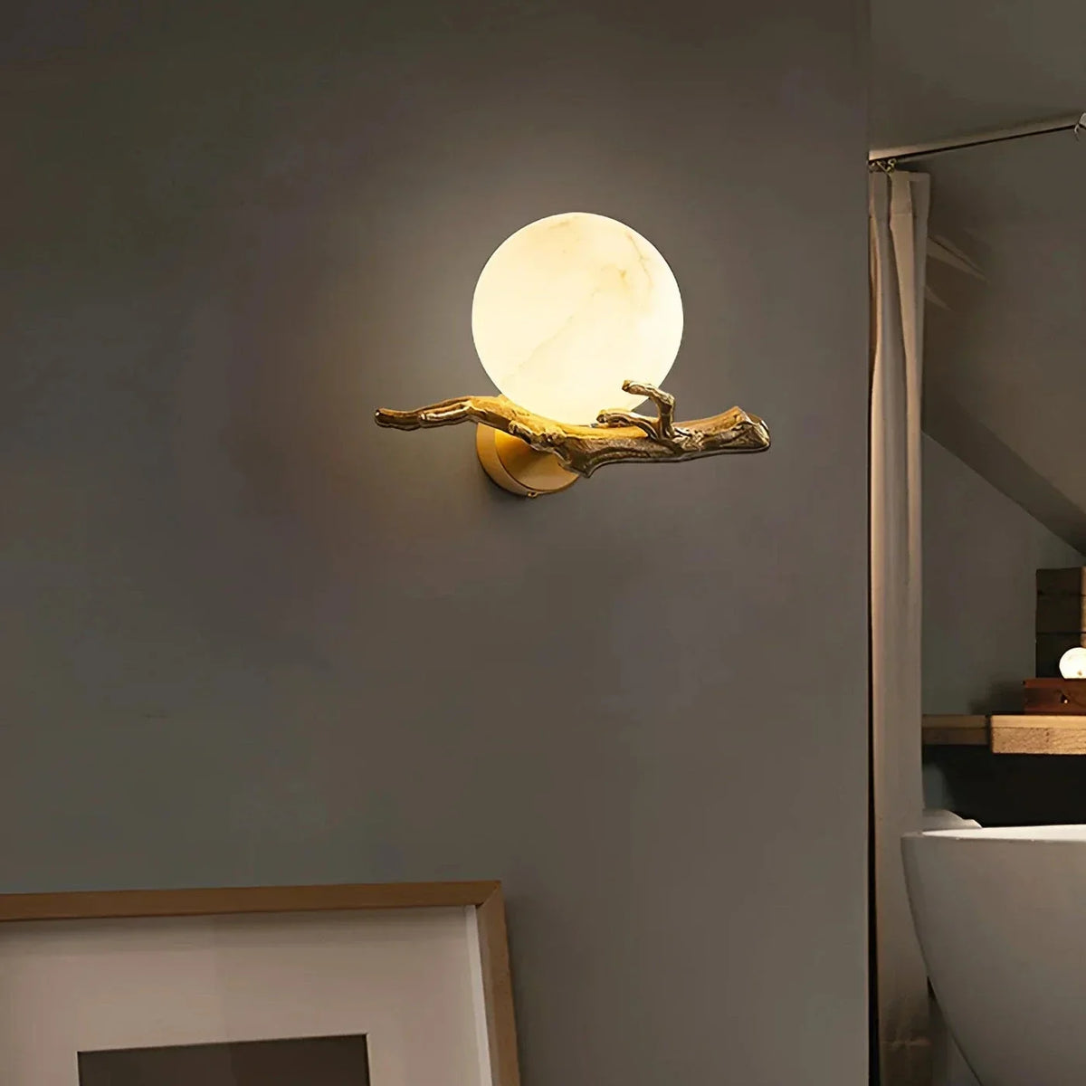 Radiant Orb Light in alabaster for Living Room by AUVIELIGHT