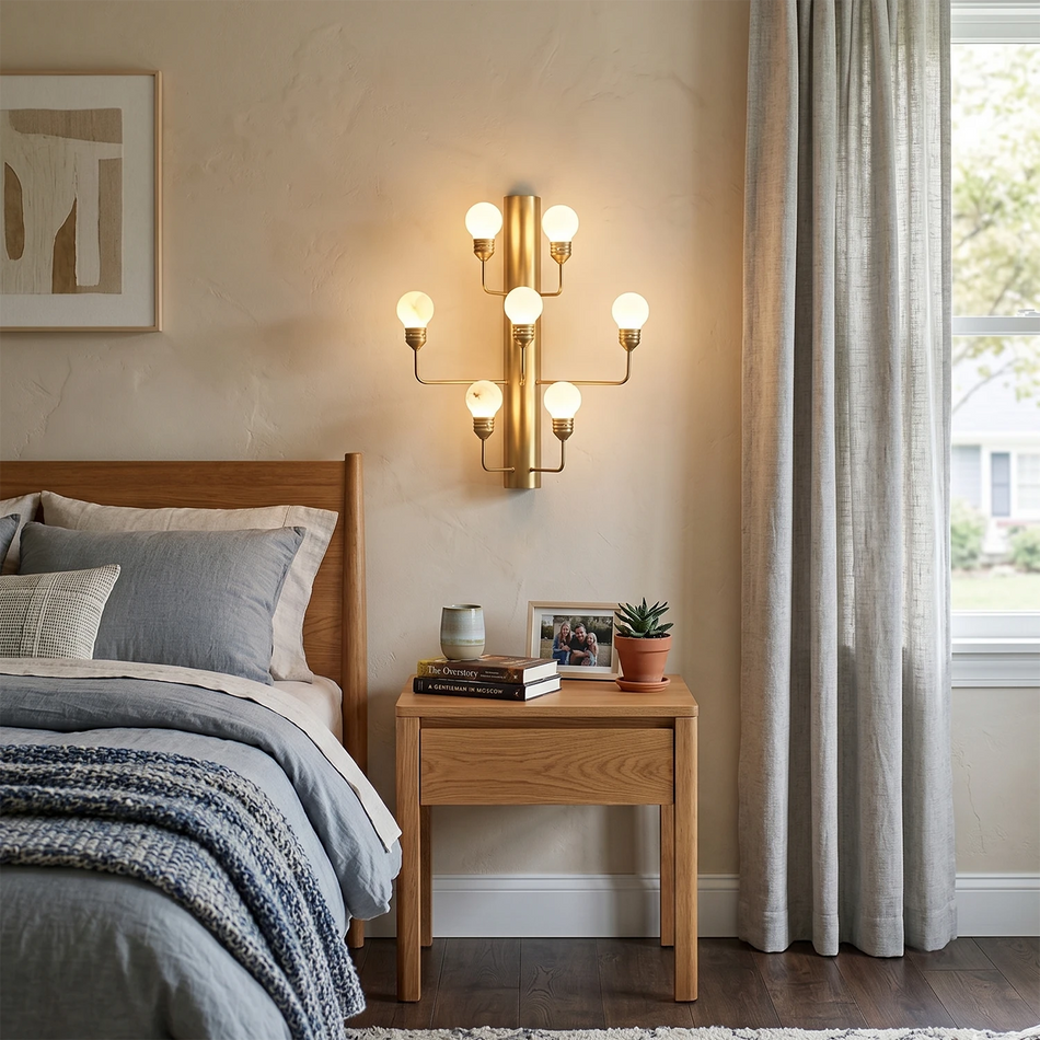 Raggiera Globe Wall Sconce in alabaster for Hallway by AUVIELIGHT