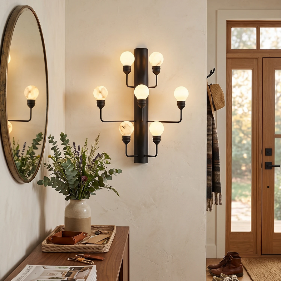 Raggiera Globe Wall Sconce in alabaster for Hallway by AUVIELIGHT