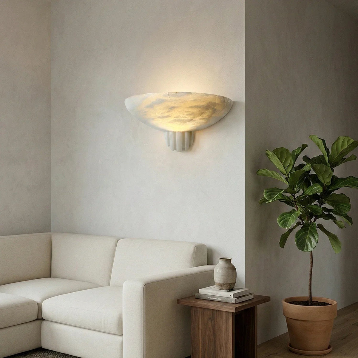 Rare Wall Light in alabaster for Hallway by AUVIELIGHT