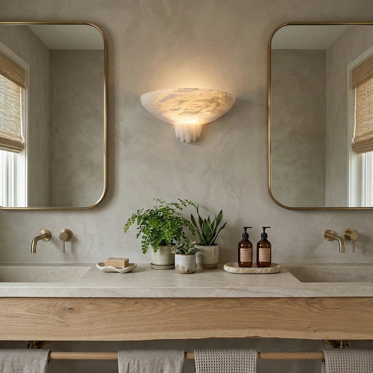 Rare Wall Light in alabaster for Hallway by AUVIELIGHT