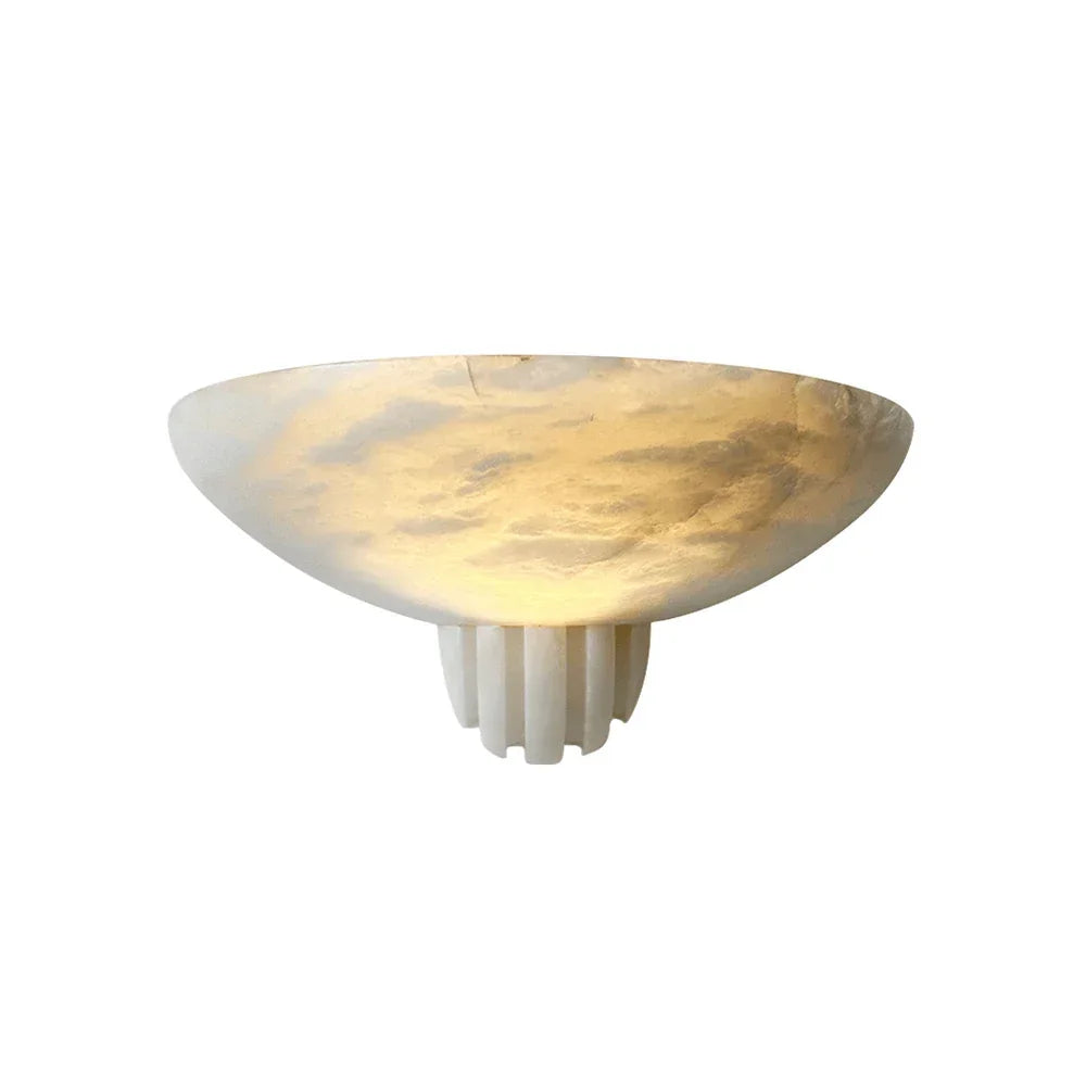 Rare Wall Light in alabaster for Hallway by AUVIELIGHT, Dia 30cm x H 18cm / ∅ 11.8″ x H 7.1″ / White