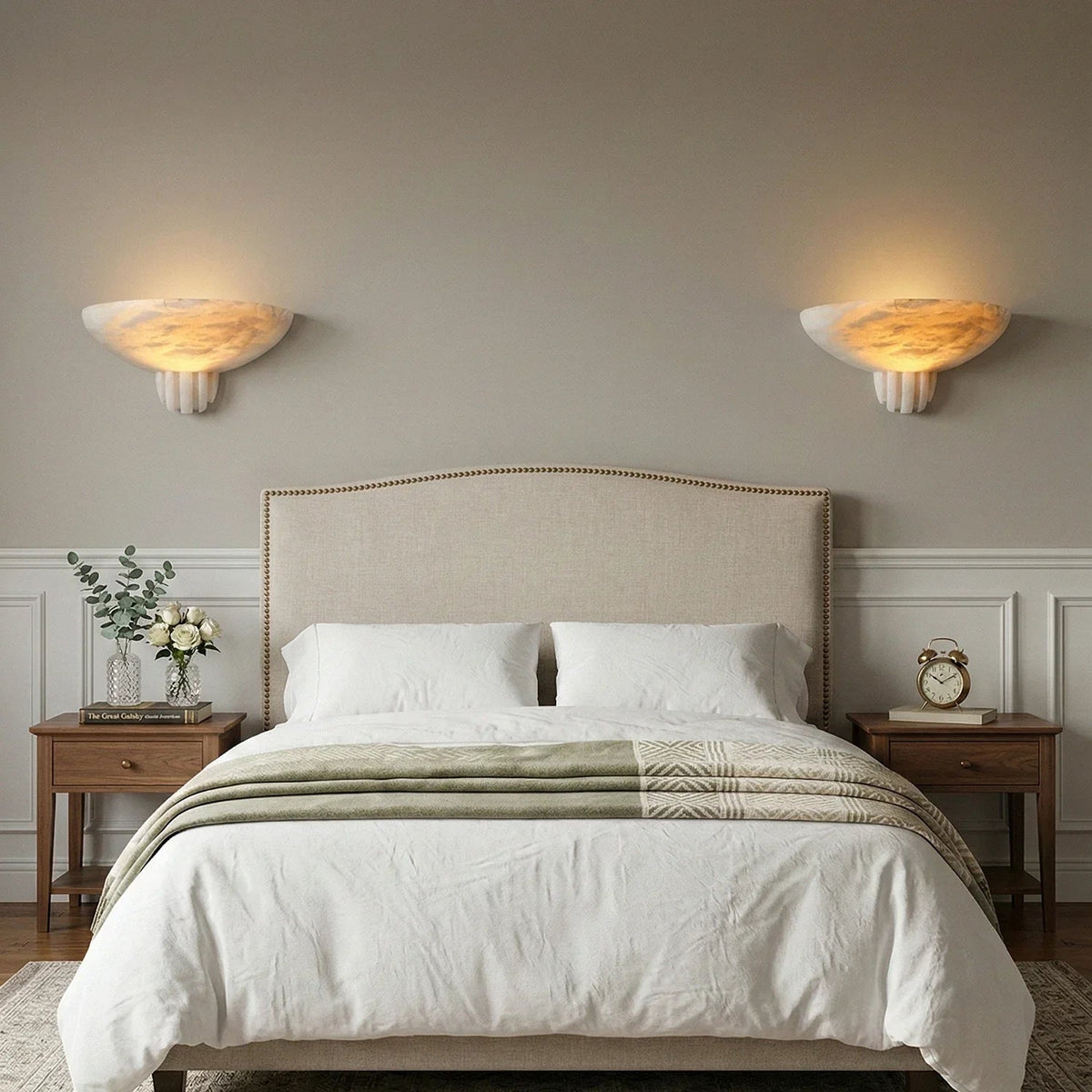 Rare Wall Light in alabaster for Hallway by AUVIELIGHT