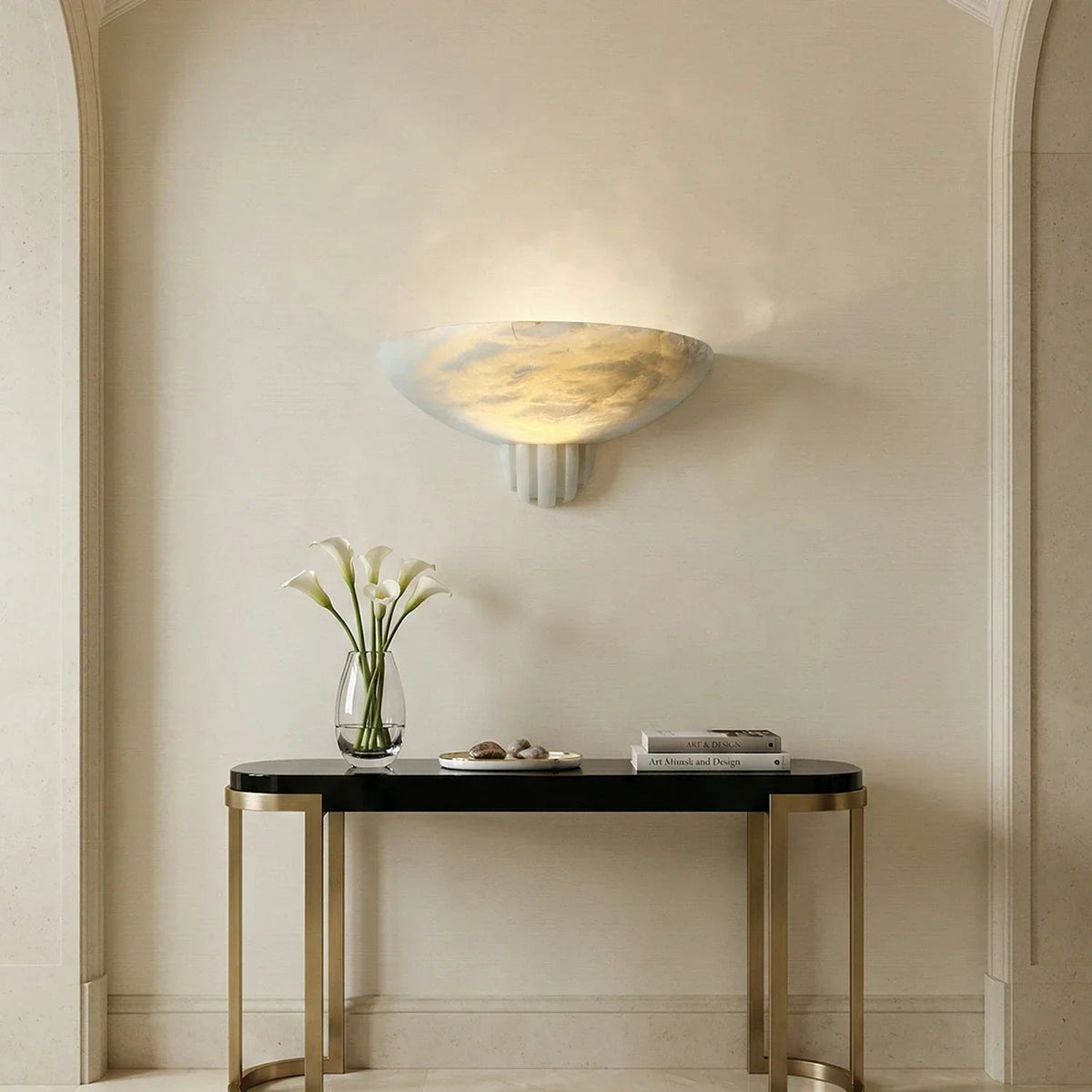Rare Wall Light in alabaster for Hallway by AUVIELIGHT