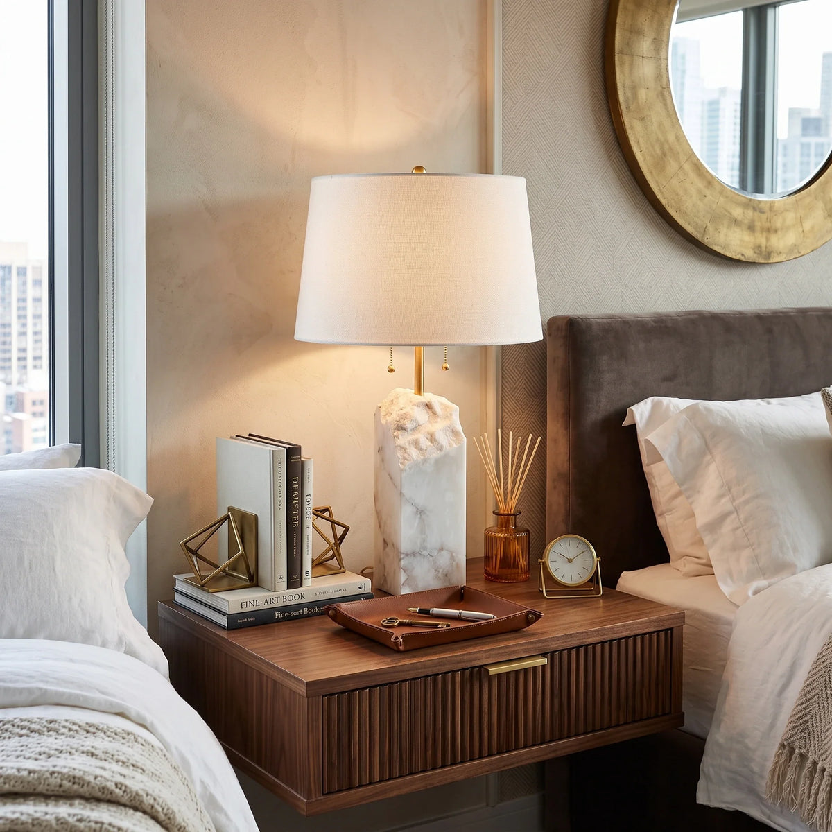 Raw Element Table Lamp in alabaster for Living Room by AUVIELIGHT