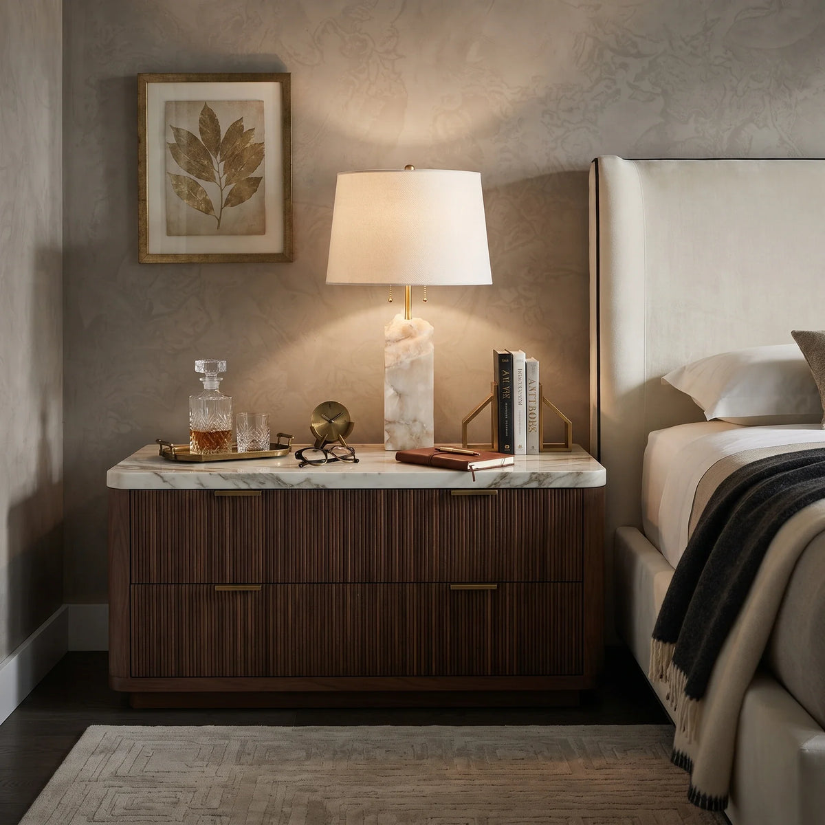 Raw Element Table Lamp in alabaster for Living Room by AUVIELIGHT