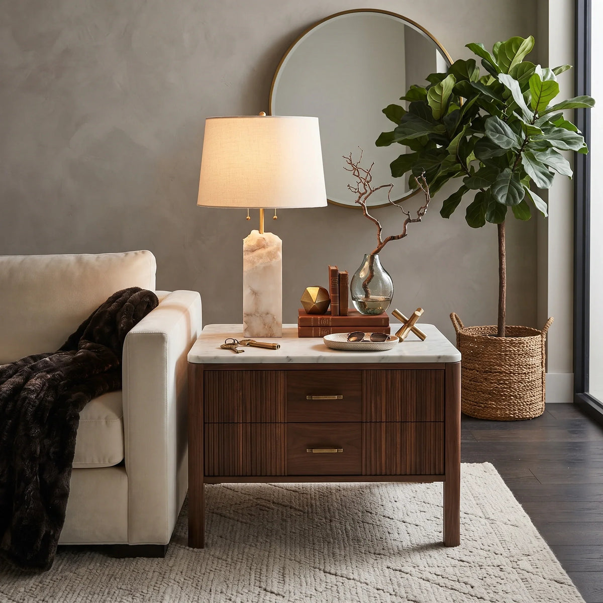 Raw Element Table Lamp in alabaster for Living Room by AUVIELIGHT