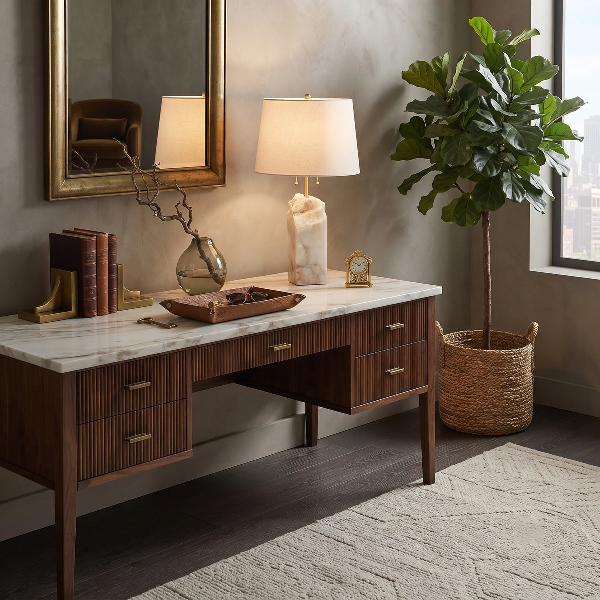 Raw Element Table Lamp in alabaster for Living Room by AUVIELIGHT