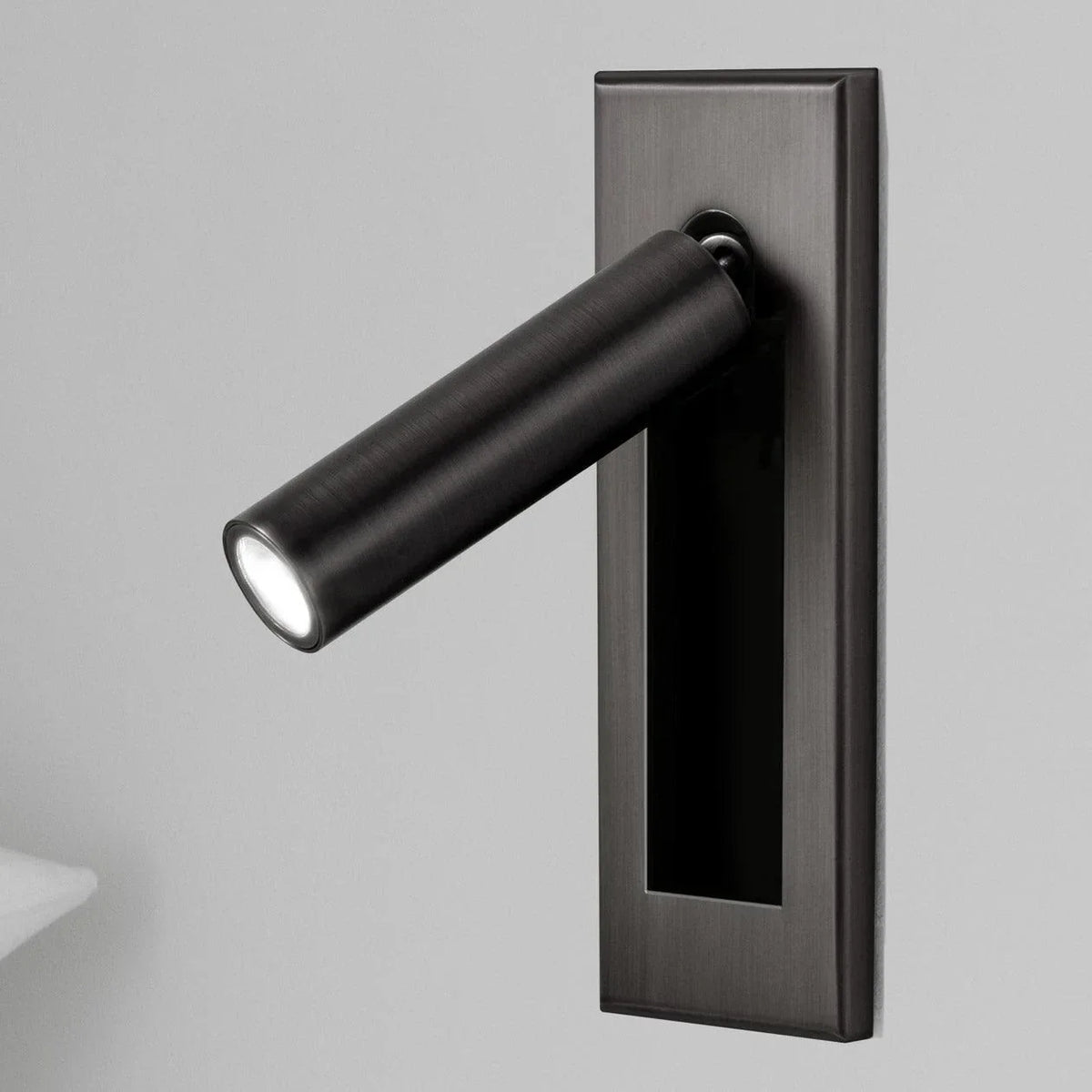 Aluminum Reading Wall Sconce for Hallway by AUVIELIGHT, Dia 5cm x H 15.5cm cylinder (Hidden switch) / Matt Black / Warm Light