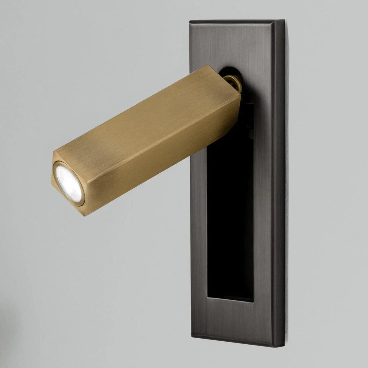 Aluminum Reading Wall Sconce for Hallway by AUVIELIGHT, Dia 5cm x H 15.5cm square (Hidden switch) / Matt Black+Copper / Warm Light