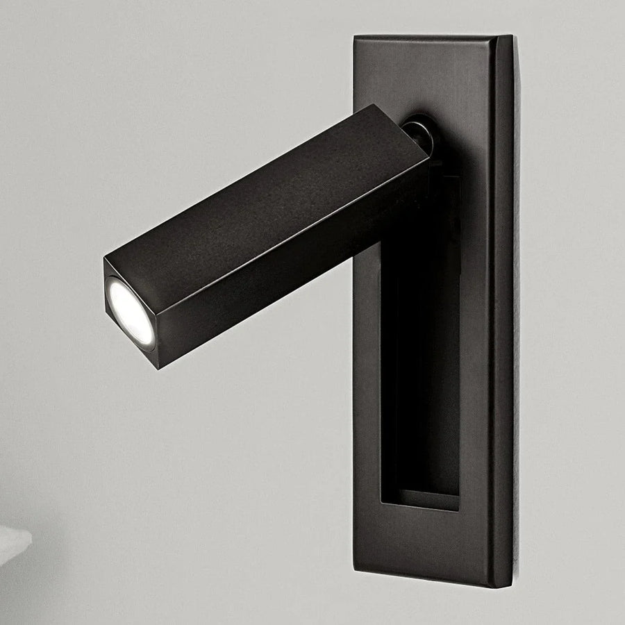 Aluminum Reading Wall Sconce for Hallway by AUVIELIGHT, Dia 5cm x H 15.5cm square (Hidden switch) / Matt Black / Warm Light