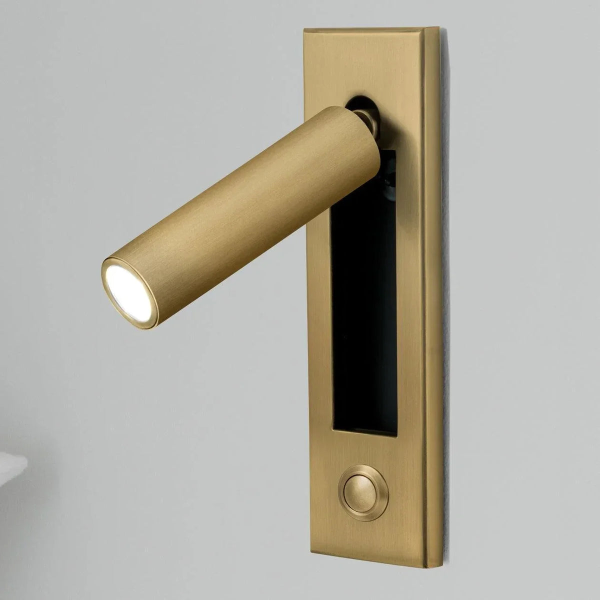 Aluminum Reading Wall Sconce for Hallway by AUVIELIGHT, Dia 5cm x H 17.8cm cylinder (Button switch) / Copper / Warm Light