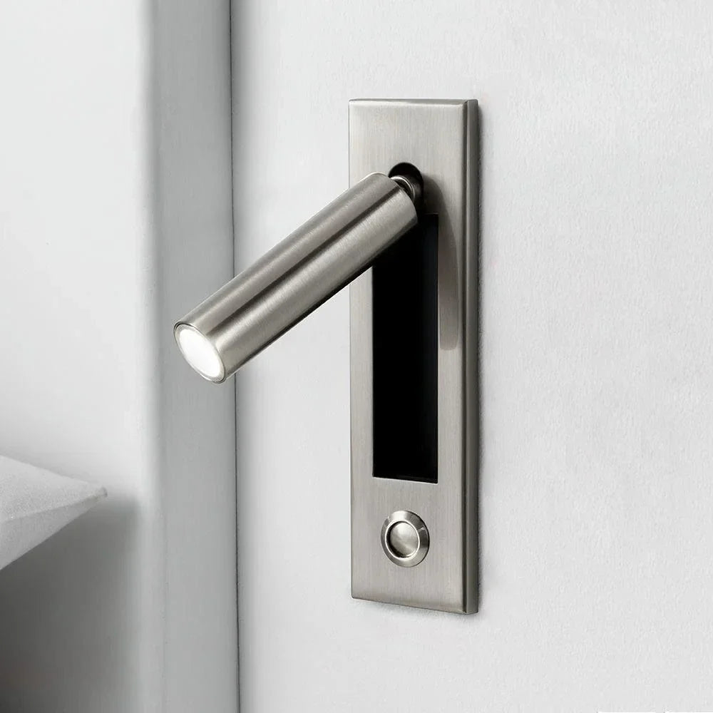 Aluminum Reading Wall Sconce for Hallway by AUVIELIGHT, Dia 5cm x H 17.8cm cylinder (Button switch) / Nickel / Warm Light