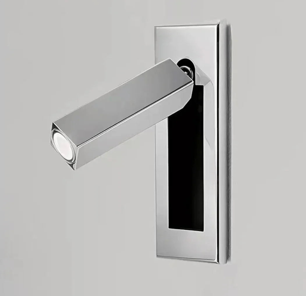 Aluminum Reading Wall Sconce for Hallway by AUVIELIGHT, Dia 5cm x H 15.5cm square (Hidden switch) / Chrome / Warm Light