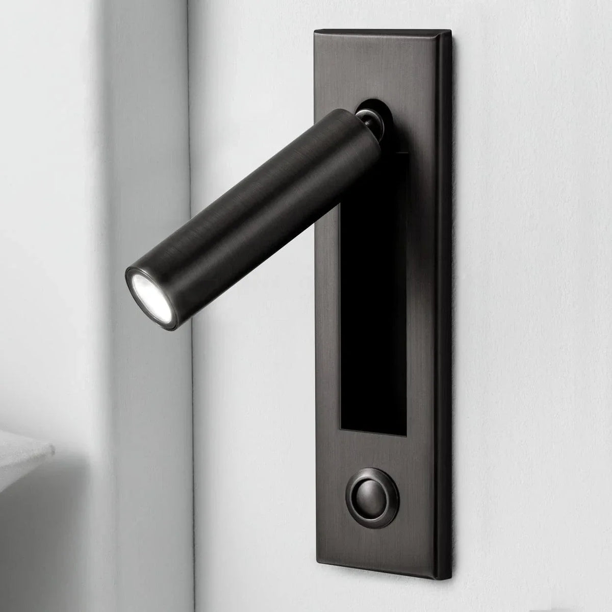 Aluminum Reading Wall Sconce for Hallway by AUVIELIGHT, Dia 5cm x H 17.8cm cylinder (Button switch) / Matt Black / Warm Light