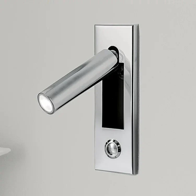 Aluminum Reading Wall Sconce for Hallway by AUVIELIGHT, Dia 5cm x H 17.8cm cylinder (Button switch) / Chrome / Warm Light