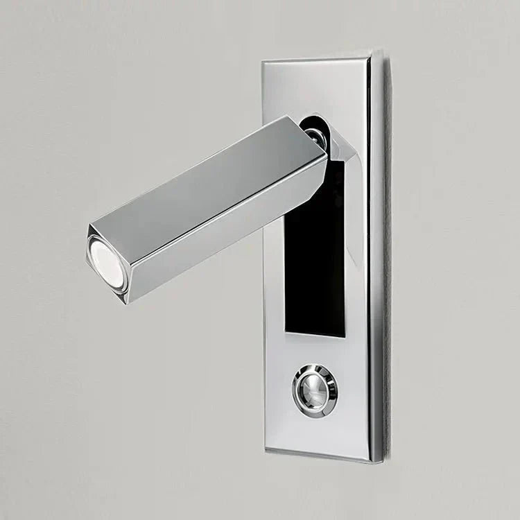 Aluminum Reading Wall Sconce for Hallway by AUVIELIGHT, Dia 5cm x H 17.8cm square (Button switch) / Chrome / Warm Light