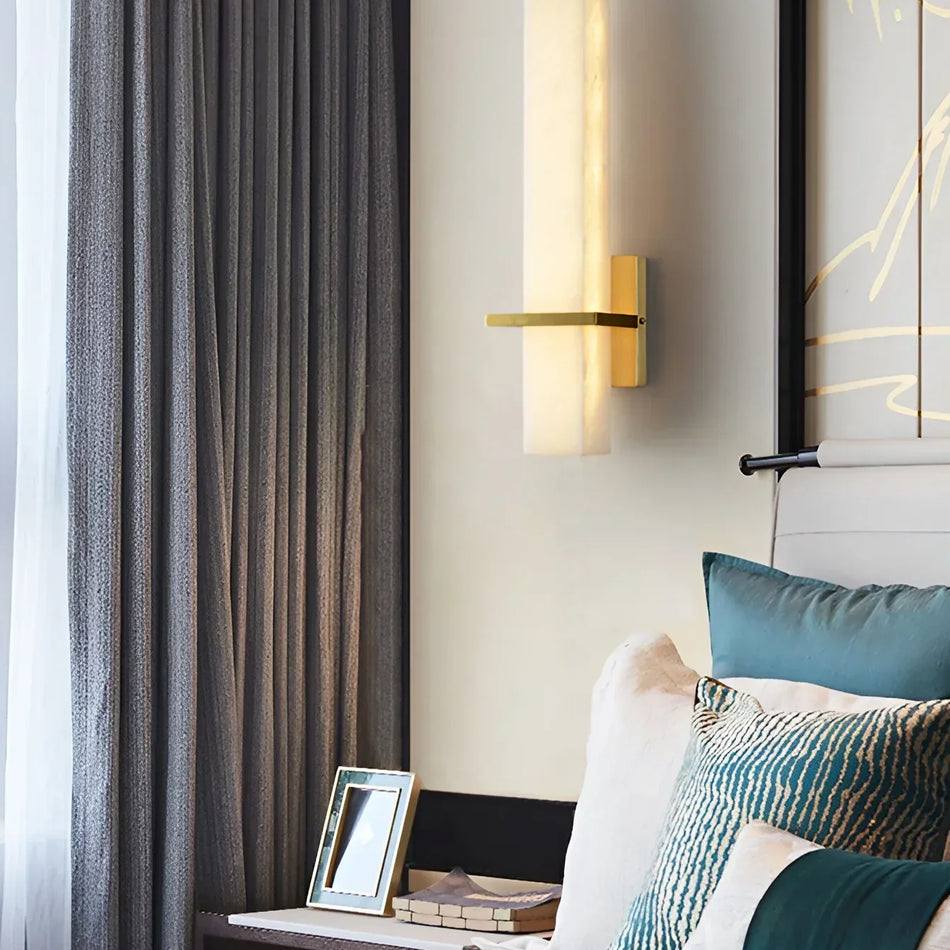 Milan Rectangle Wall Sconce in alabaster for Hallway by AUVIELIGHT