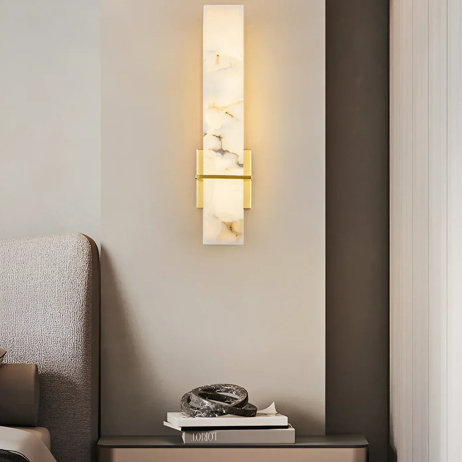 Milan Rectangle Wall Sconce in alabaster for Hallway by AUVIELIGHT
