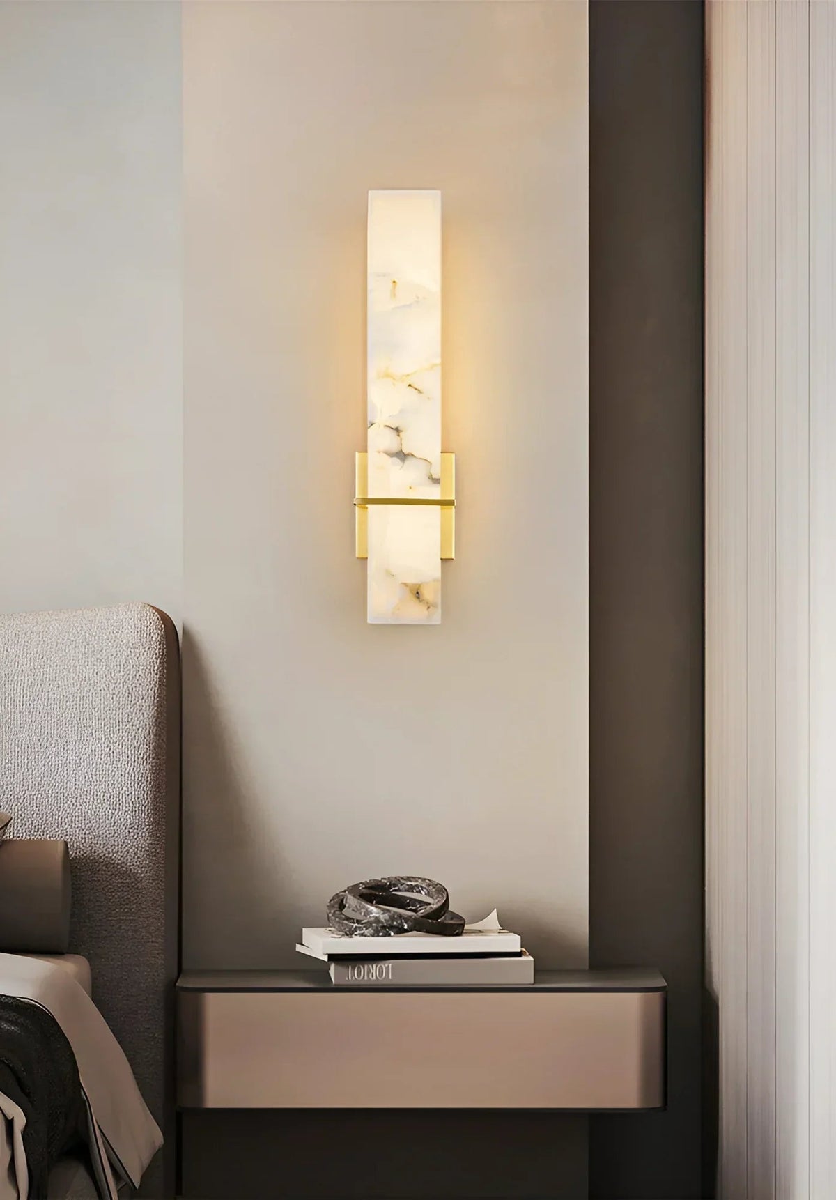 Milan Rectangle Wall Sconce in alabaster for Hallway by AUVIELIGHT